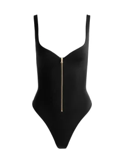 Alice and Olivia BODYSUITS*EVE ZIP FRONT BODYSUIT