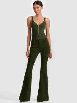 Alice and Olivia BODYSUITS*EVE ZIP FRONT BODYSUIT