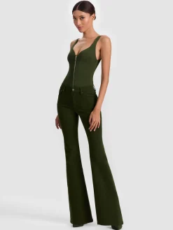 Alice and Olivia BODYSUITS*EVE ZIP FRONT BODYSUIT