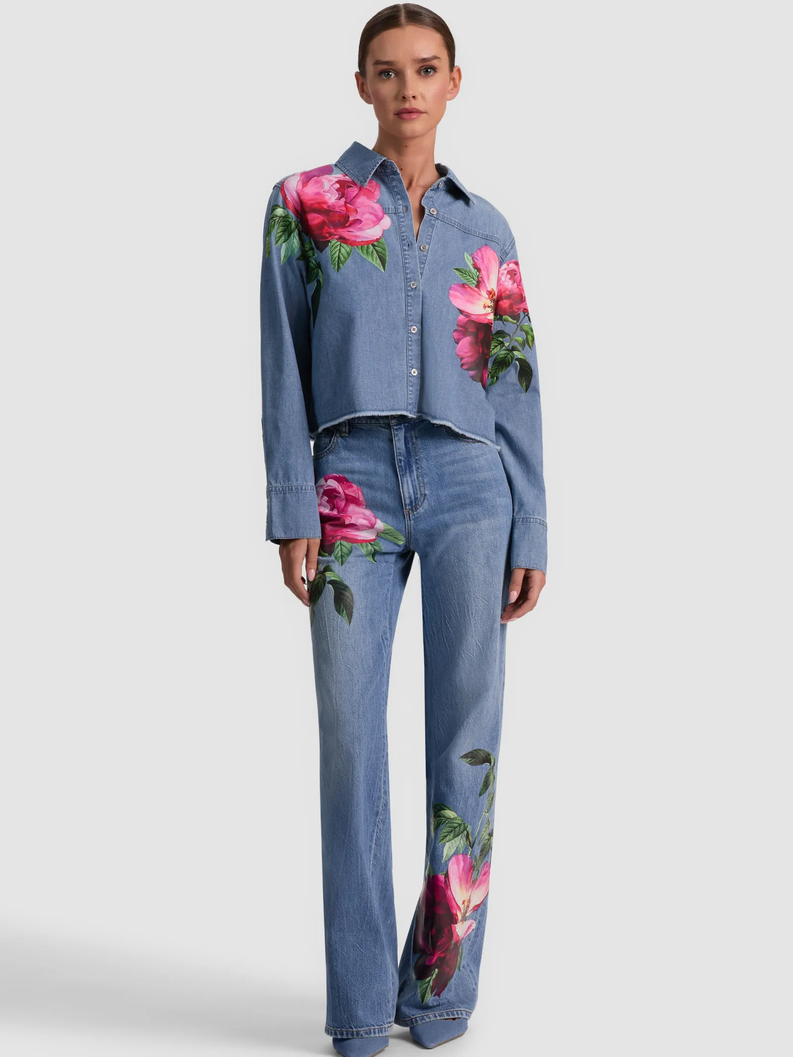 Alice and Olivia CROP TOPS*FINELY DENIM BUTTON DOWN