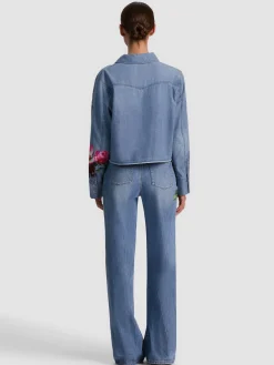 Alice and Olivia CROP TOPS*FINELY DENIM BUTTON DOWN