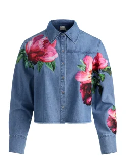 Alice and Olivia CROP TOPS*FINELY DENIM BUTTON DOWN