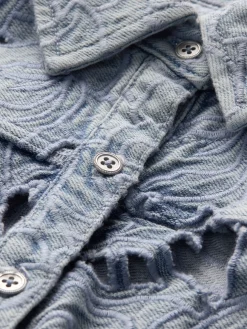 Alice and Olivia CROP TOPS*FINELY LASER-CUT DENIM SHIRT