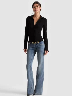 Alice and Olivia ANDREW PANT|JADE MESH BUTTON DOWN*FREYA FITTED TOP