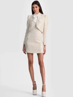 Alice and Olivia ANDREW PANT|JADE MESH BUTTON DOWN*ILARIA EMBELLISHED JACKET