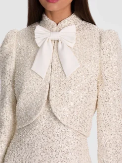 Alice and Olivia ANDREW PANT|JADE MESH BUTTON DOWN*ILARIA EMBELLISHED JACKET