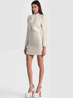 Alice and Olivia ANDREW PANT|JADE MESH BUTTON DOWN*ILARIA EMBELLISHED JACKET