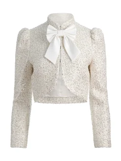 Alice and Olivia ANDREW PANT|JADE MESH BUTTON DOWN*ILARIA EMBELLISHED JACKET