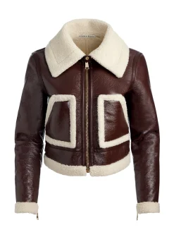 Alice and Olivia CROPPED JACKETS*ISAIAH FAUX SHEARLING JACKET