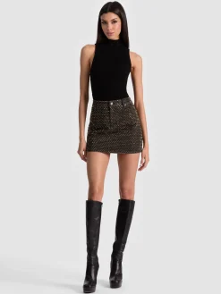 Alice and Olivia MINI*JOSS EMBELLISHED DENIM SKIRT