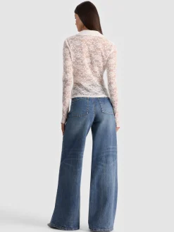 Alice and Olivia CROP TOPS*KARA LACE BUTTON DOWN