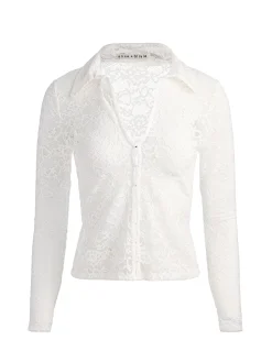 Alice and Olivia CROP TOPS*KARA LACE BUTTON DOWN