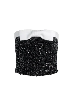 Alice and Olivia CROP TOPS*KATYA EMBELLISHED BOW TOP