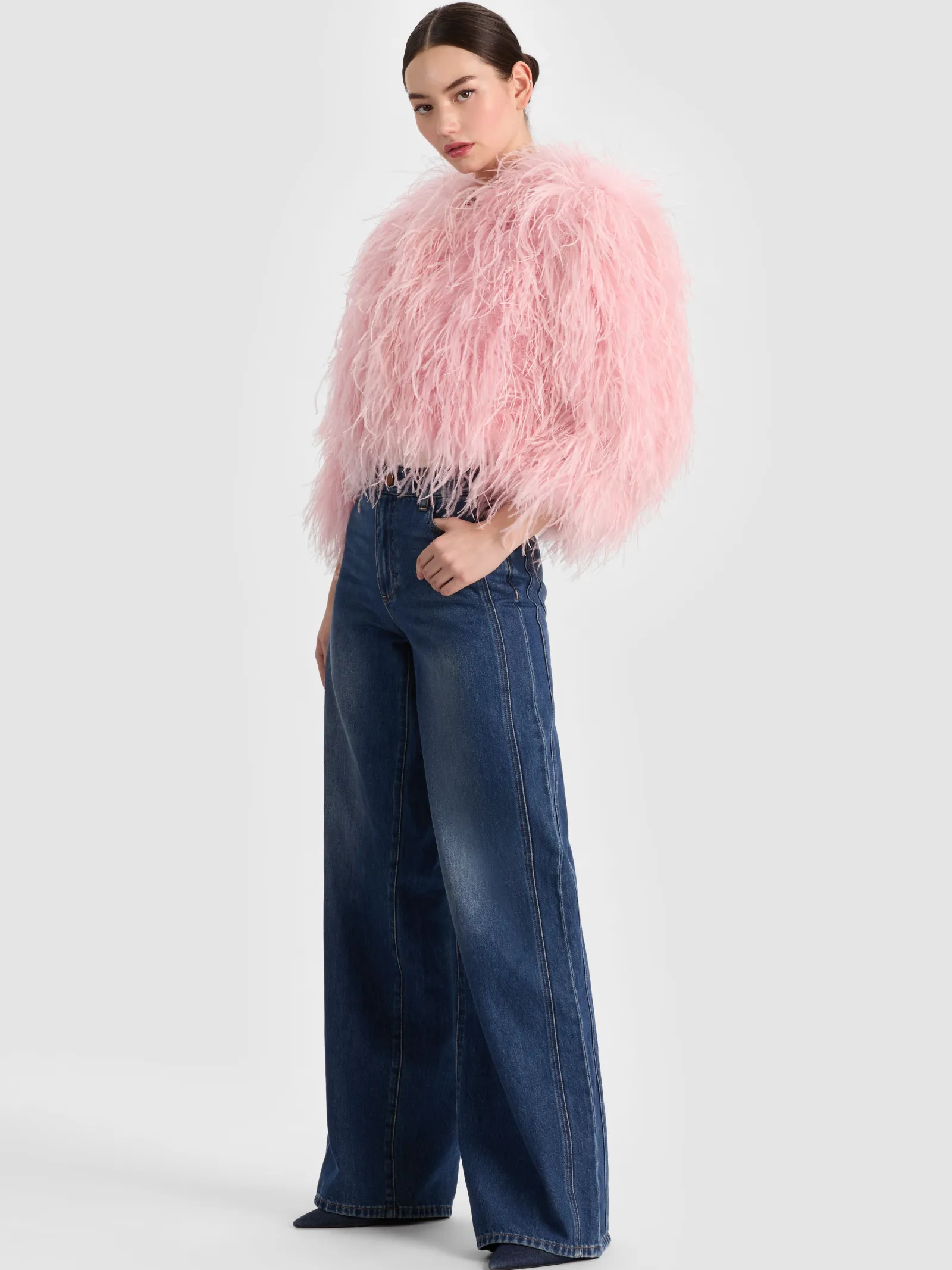 Alice and Olivia JACKETS*KIDMAN FEATHERED JACKET