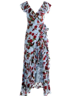 Alice and Olivia MAXI*KRISTEN RUFFLE WRAP MAXI DRESS
