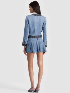 Alice and Olivia DENIM*LANDON CROPPED DENIM JACKET