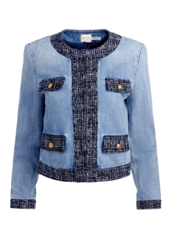 Alice and Olivia DENIM*LANDON CROPPED DENIM JACKET