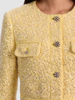 Alice and Olivia CROPPED JACKETS*LORIE EMBELLISHED TWEED JACKET