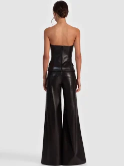 Alice and Olivia ANDREW PANT|JADE MESH BUTTON DOWN*MADISON VEGAN BUSTIER TOP