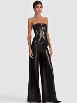 Alice and Olivia ANDREW PANT|JADE MESH BUTTON DOWN*MADISON VEGAN BUSTIER TOP