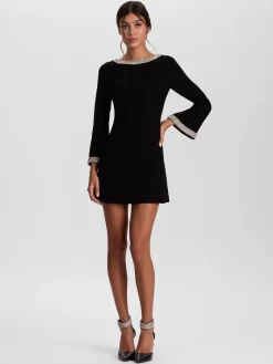 Alice and Olivia MINI*MAILYNN EMBELLISHED TRIM MINI DRESS