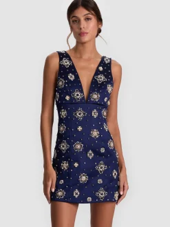 Alice and Olivia MINI*MANDY EMBELLISHED MINI DRESS