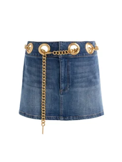 Alice and Olivia MINI*MORGANA CHAIN BELT DENIM MINI SKIRT