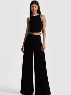 Alice and Olivia WIDE LEG*NESSI TROUSER WITH SIDE STRIPE
