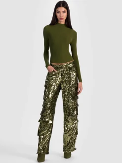 Alice and Olivia CARGOS*OLYMPIA SEQUIN CARGO PANT