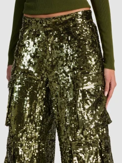 Alice and Olivia CARGOS*OLYMPIA SEQUIN CARGO PANT