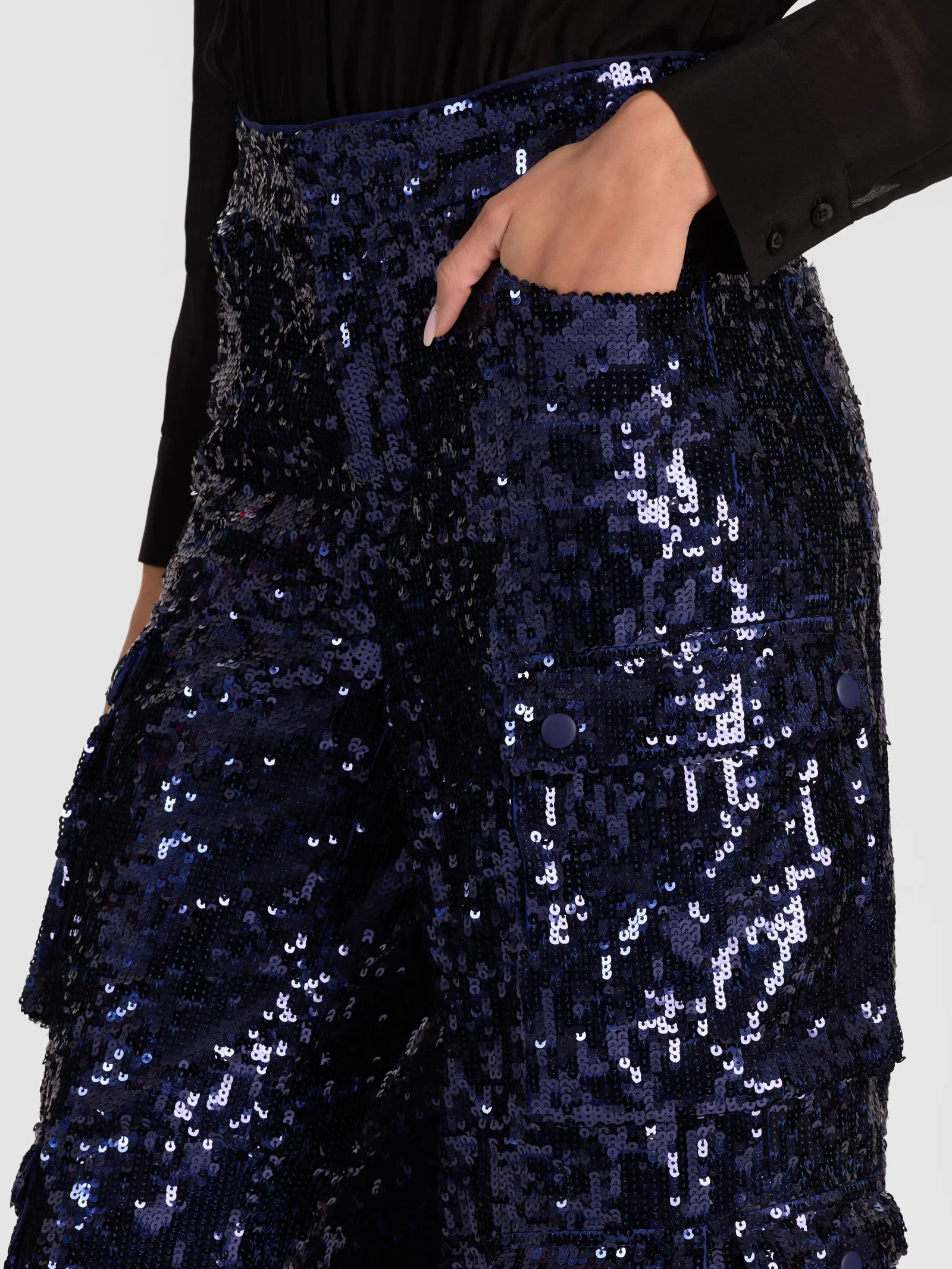 Alice and Olivia CARGOS*OLYMPIA SEQUIN CARGO PANT