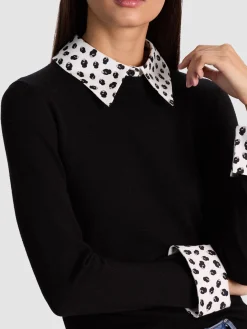 Alice and Olivia PULLOVERS*PORLA STACEFACE COLLARED SWEATER