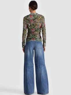 Alice and Olivia CROP TOPS*PORTIA MESH BUTTON DOWN