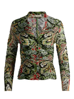 Alice and Olivia CROP TOPS*PORTIA MESH BUTTON DOWN