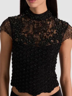 Alice and Olivia CROP TOPS*PRIA EMBELLISHED TOP