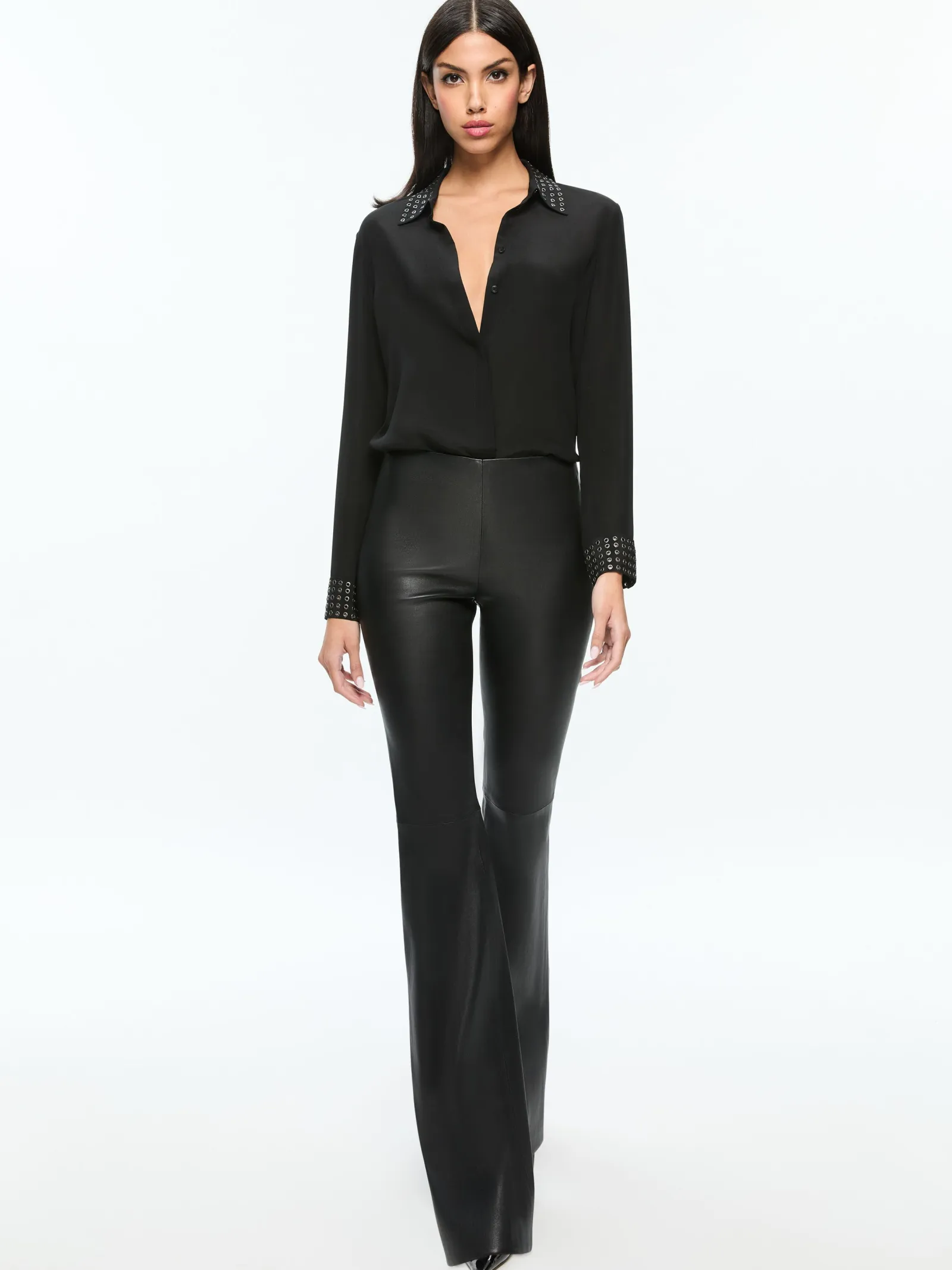 Alice and Olivia LEATHER AND SUEDE*RMP LEATHER PANT