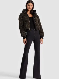 Alice and Olivia ANDREW PANT|JADE MESH BUTTON DOWN*ROBENA EMBELLISHED PUFFER