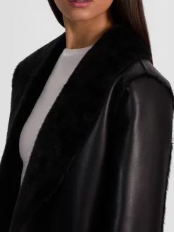 Alice and Olivia COATS*SHELBY FAUX SHEARLING MAXI COAT
