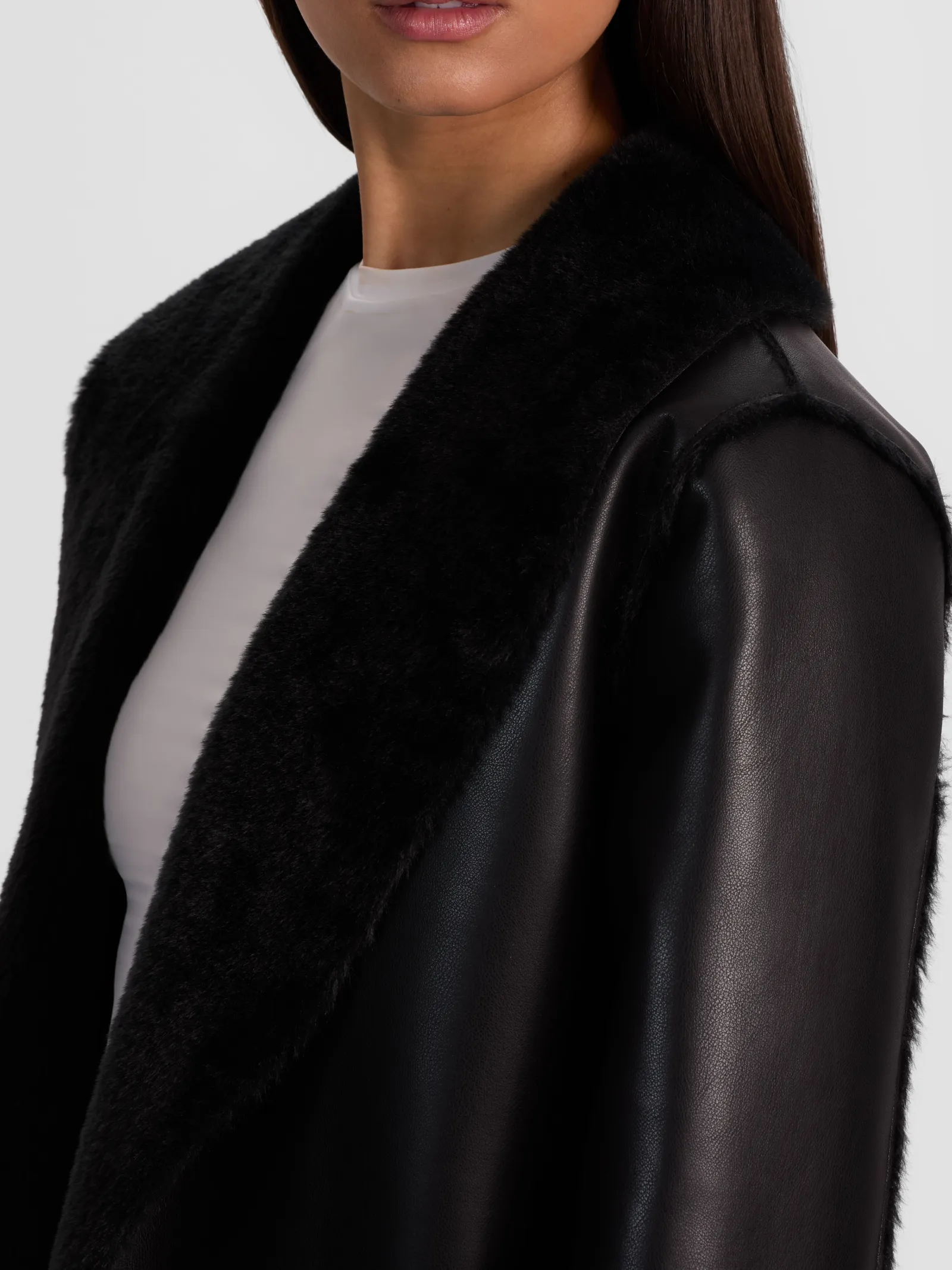 Alice and Olivia COATS*SHELBY FAUX SHEARLING MAXI COAT