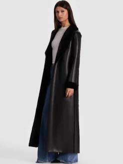 Alice and Olivia COATS*SHELBY FAUX SHEARLING MAXI COAT
