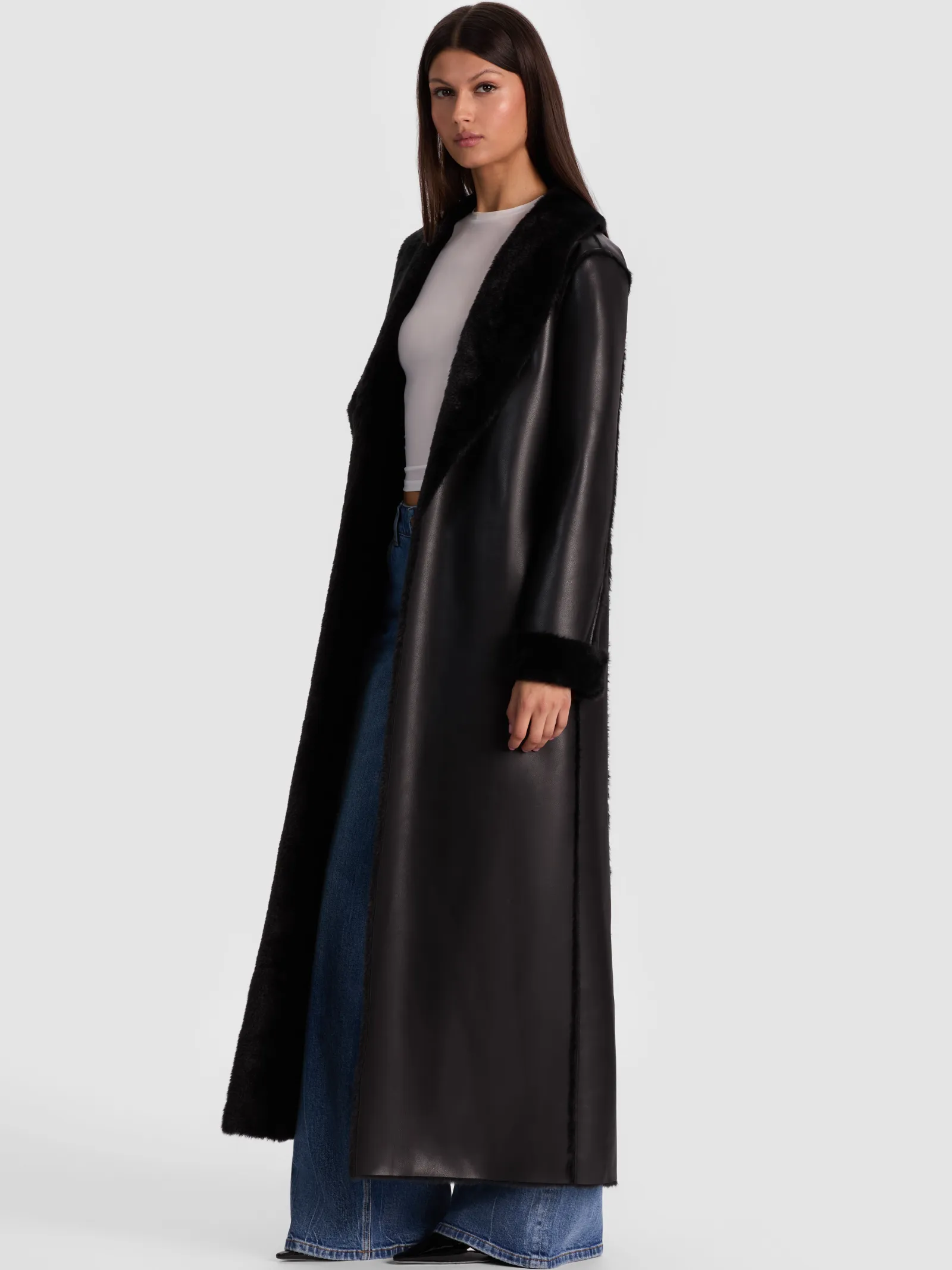 Alice and Olivia COATS*SHELBY FAUX SHEARLING MAXI COAT