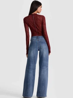 Alice and Olivia BODYSUITS*TAEYN LACE BODYSUIT