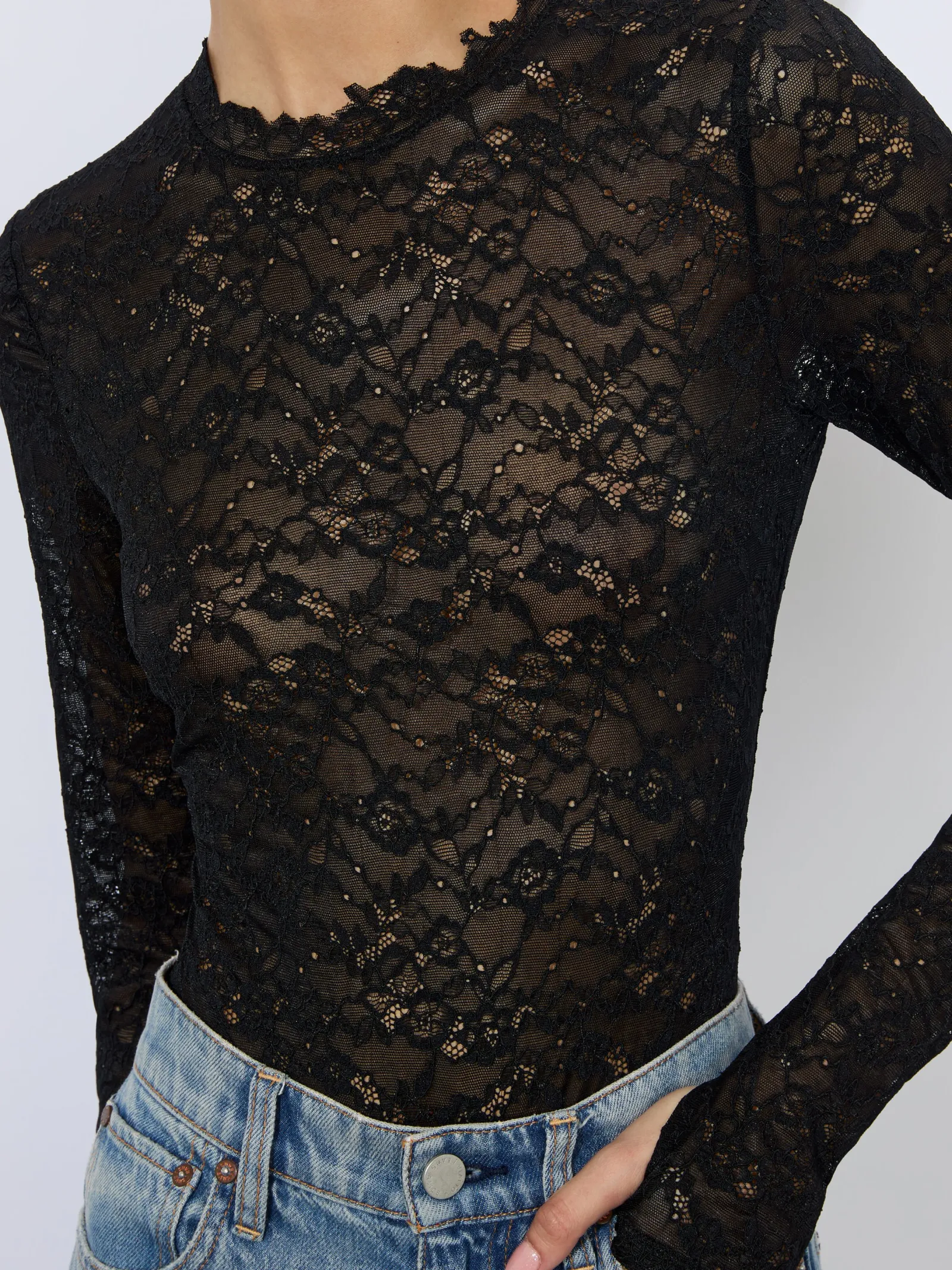 Alice and Olivia BODYSUITS*TAEYN LACE BODYSUIT