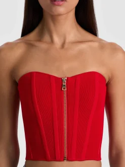 Alice and Olivia CROP TOPS*TASHA ZIP FRONT CORSET