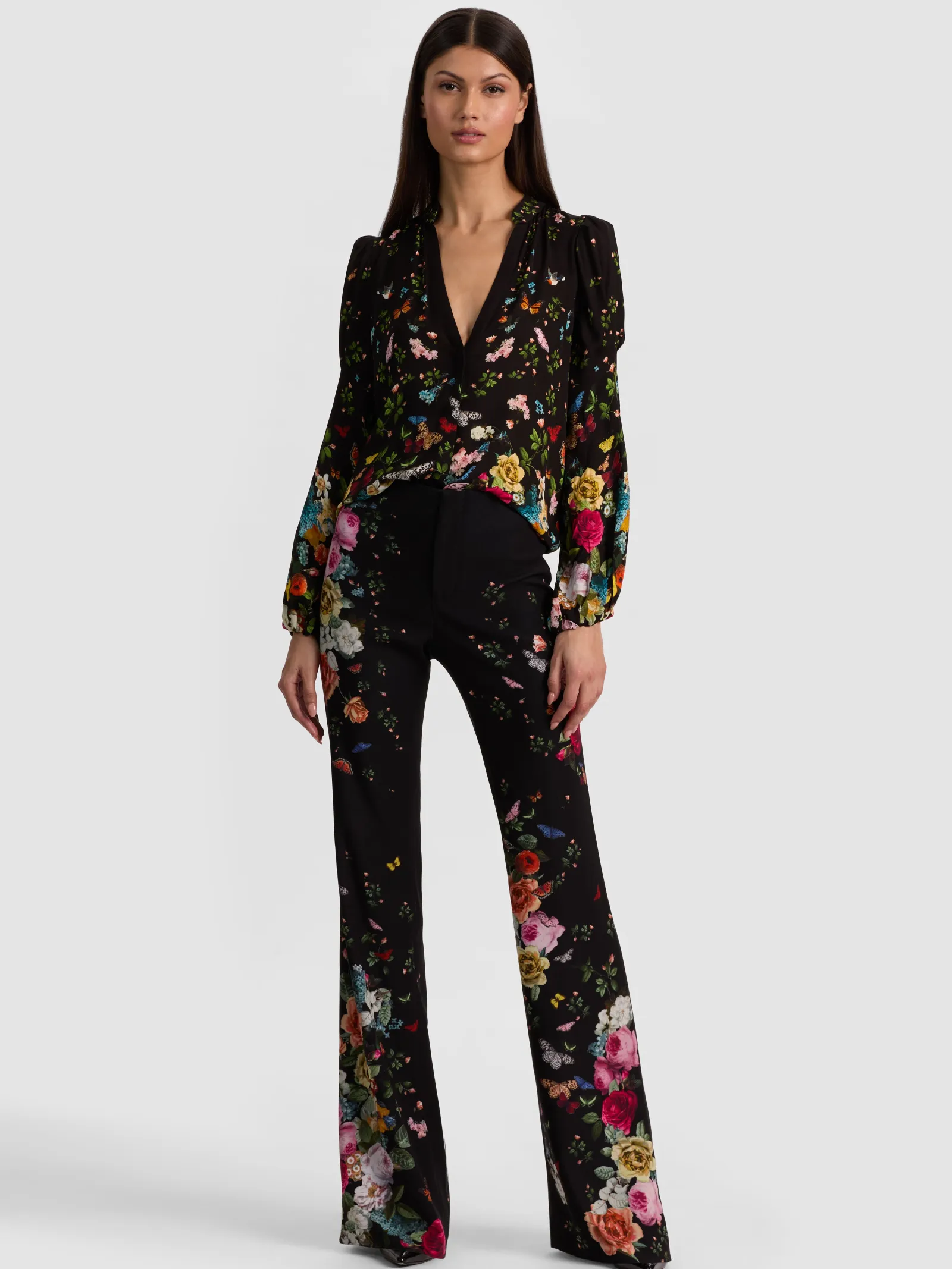 Alice and Olivia ANDREW PANT|JADE MESH BUTTON DOWN*TEENY BOOTCUT PANT