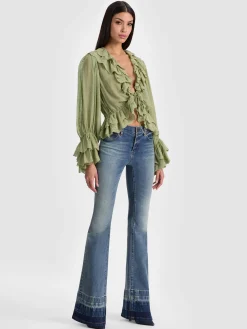 Alice and Olivia BLOUSES*TENNEY CROPPED BLOUSE