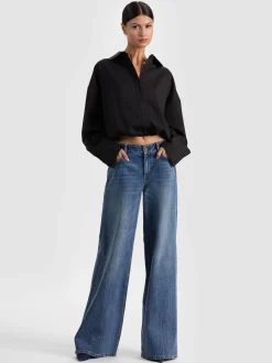 Alice and Olivia CROP TOPS*TOBIE CINCHED BUTTON DOWN