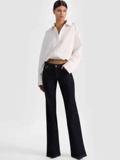 Alice and Olivia CROP TOPS*TOBIE CINCHED BUTTON DOWN