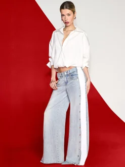 Alice and Olivia CROP TOPS*TOBIE CINCHED BUTTON DOWN